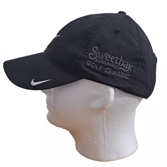NIKE GOLF baseball cap black adjustable hat white swoosh unstructured outdoor - Picture 5 of 8
